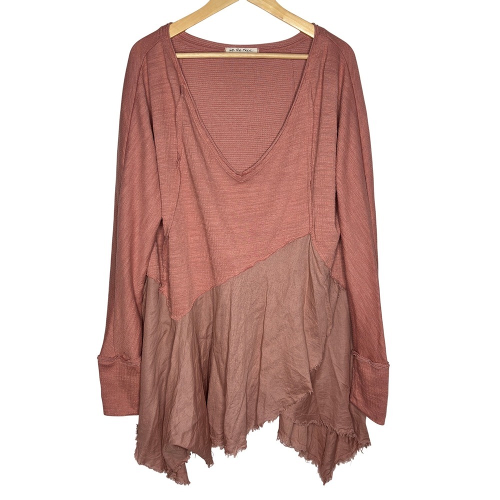 We The Free Coming In Hot Long Sleeve Tunic Trapeze Hem V Neck Oversized Size S - Picture 9 of 13